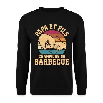 BBQ Papa Et Fils Champions Du Barbecue - Sweat-shirt Unisexe - noir - Devant - Alina (178cm) & Michal (187cm)