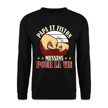 Papa Fiston Messins Père Fils Supporter Metz - Sweat-shirt Unisexe - noir - Devant - Alina (178cm) & Michal (187cm)