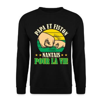Papa Fiston Nantais Père Fils Supporter Nantes - Sweat-shirt Unisexe - noir - Devant - Alina (178cm) & Michal (187cm)