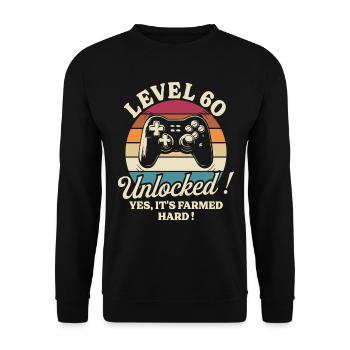 Spieler Level 60 Jubiläum Gamer 60 Jahre - Unisex Pullover - Schwarz - Vorne - Alina (178cm) & Michal (187cm)