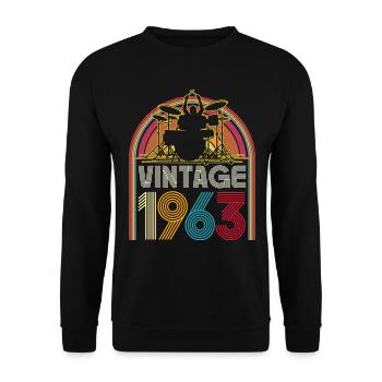 Vintage 1963 Musicien Batteur 60 Ans Anniversaire - Sweat-shirt Unisexe - noir - Devant - Alina (178cm) & Michal (187cm)
