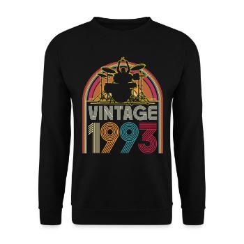 Vintage 1993 Musicien Batteur 30 Ans Anniversaire - Sweat-shirt Unisexe - noir - Devant - Alina (178cm) & Michal (187cm)