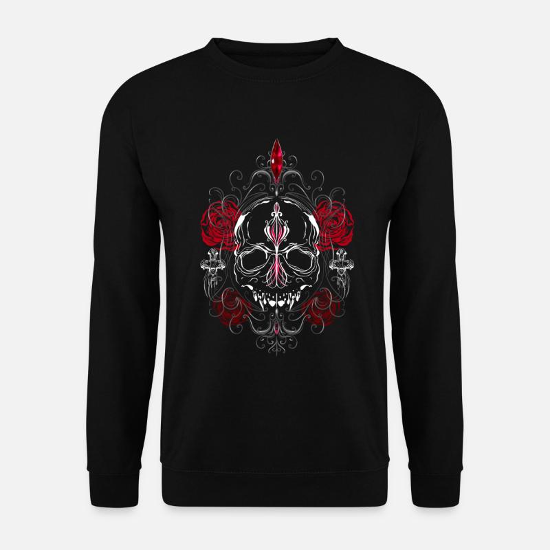 Skull with Red Roses Gothic Aesthetics - Unisex Sweatshirt - black