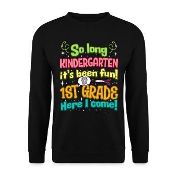 Ende des Kindergartens zurück in die Grundschule für Kinder - Unisex Pullover - Schwarz - Vorne - Alina (178cm) & Michal (187cm)