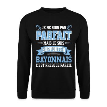 Homme Bayonnais Bayonne Rugbyman Rugby Humour - Sweat-shirt Unisexe - noir - Devant - Alina (178cm) & Michal (187cm)