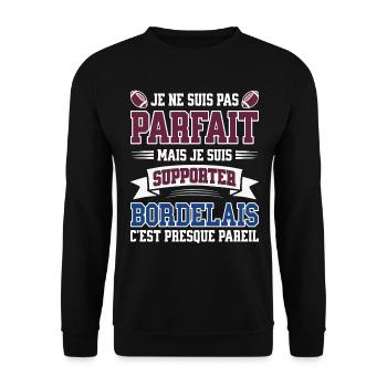 Homme Bordelais Bordeau Rugbyman Rugby Humour - Sweat-shirt Unisexe - noir - Devant - Alina (178cm) & Michal (187cm)