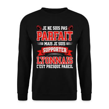 Homme Lyonnais Lyon Rugbyman Rugby Humour - Sweat-shirt Unisexe - noir - Devant - Alina (178cm) & Michal (187cm)