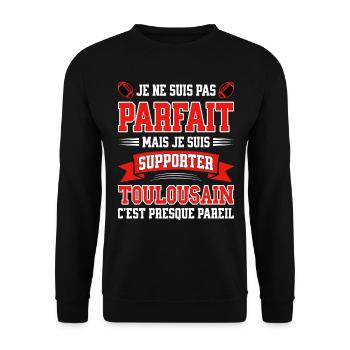 Homme Toulousain Toulouse Rugbyman Rugby Humour - Sweat-shirt Unisexe - noir - Devant - Alina (178cm) & Michal (187cm)