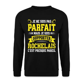 Homme Rochelais La Rochelle Rugbyman Rugby Humour - Sweat-shirt Unisexe - noir - Devant - Alina (178cm) & Michal (187cm)