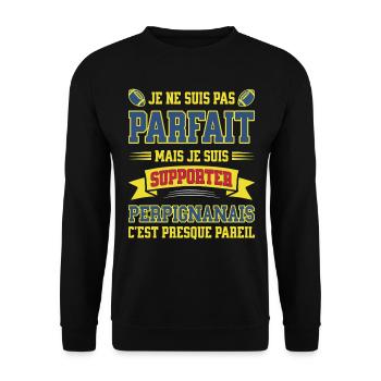 Perpignanais Perpignan Rugbyman Rugby Humour - Sweat-shirt Unisexe - noir - Devant - Alina (178cm) & Michal (187cm)