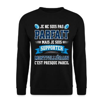Montpelliérain Montpellier Rugbyman Rugby Humour - Sweat-shirt Unisexe - noir - Devant - Alina (178cm) & Michal (187cm)