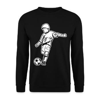 Fußball Junge Zeichnung - Unisex Pullover - Schwarz - Vorne - Alina (178cm) & Michal (187cm)