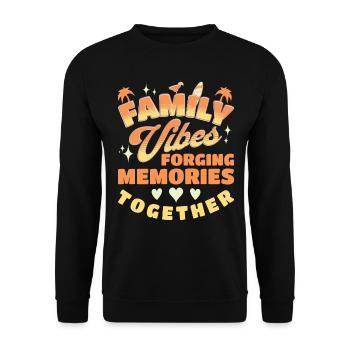 Urlaub 2024 Familienreisen - Unisex Pullover - Schwarz - Vorne - Alina (178cm) & Michal (187cm)