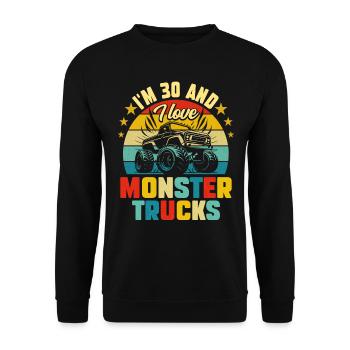 Monster Truck Voiture 30 Ans Anniversaire - Sweat-shirt Unisexe - noir - Devant - Alina (178cm) & Michal (187cm)