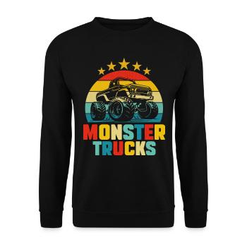 Auto Monster Truck Geburtstagskind Mann - Unisex Pullover - Schwarz - Vorne - Alina (178cm) & Michal (187cm)