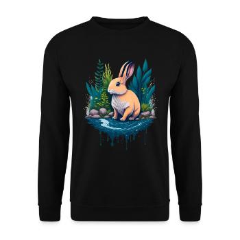 Beautiful illustration of a rabbit - Unisex Sweatshirt - black - Front - Alina (178cm) & Michal (187cm)