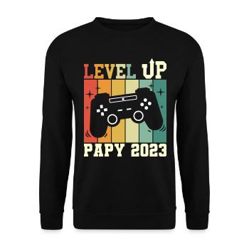 Papy Geek Annonce Grossesse Futur Papy 2023 - Sweat-shirt Unisexe - noir - Devant - Alina (178cm) & Michal (187cm)