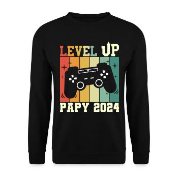 Papy Geek Annonce Grossesse Futur Papy 2024 - Sweat-shirt Unisexe - noir - Devant - Alina (178cm) & Michal (187cm)