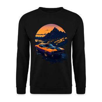 Klassischer Sportwagen - Unisex Pullover - Schwarz - Vorne - Alina (178cm) & Michal (187cm)