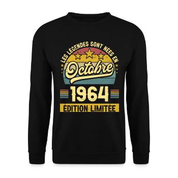 Legendes Nées En Octobre 1964 60ème Anniversaire - Sweat-shirt Unisexe - noir - Devant - Alina (178cm) & Michal (187cm)