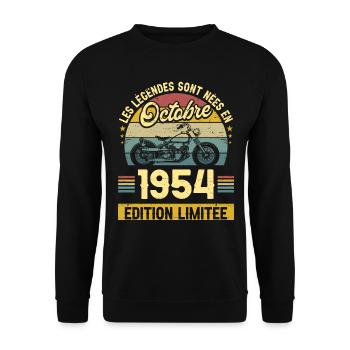 Legendes Nées En Octobre 1954 70ème Anniversaire - Sweat-shirt Unisexe - noir - Devant - Alina (178cm) & Michal (187cm)