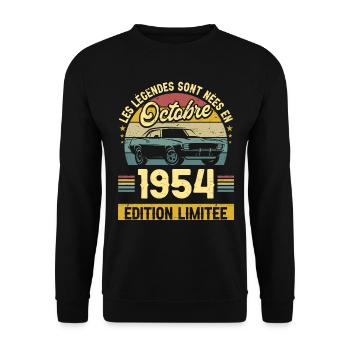 Legendes Nées En Octobre 1954 70ème Anniversaire - Sweat-shirt Unisexe - noir - Devant - Alina (178cm) & Michal (187cm)