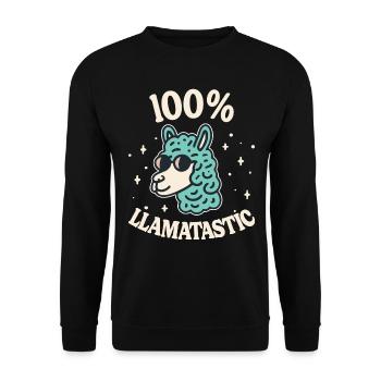100% Lamatastischer Lama-Humor 100% Fantastisch - Unisex Pullover - Schwarz - Vorne - Alina (178cm) & Michal (187cm)