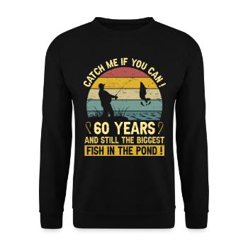 60 Ans Pêcheurs Fête 60 Ans Anniversaire Pêcheur - Sweat-shirt Unisexe - noir - Devant - Alina (178cm) & Michal (187cm)