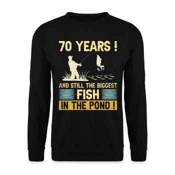 70 Years Fishing Enthusiast 70th Anniversary Fisherman - Unisex Sweatshirt - black - Front - Alina (178cm) & Michal (187cm)