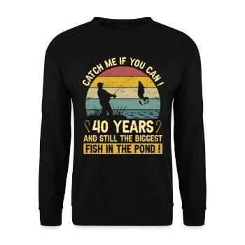 40 Ans Pêcheurs Fête 40 Ans Anniversaire Pêcheur - Sweat-shirt Unisexe - noir - Devant - Alina (178cm) & Michal (187cm)