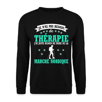 J Ai Juste Besoin de Marche Nordique Humour - Sweat-shirt Unisexe - noir - Devant - Alina (178cm) & Michal (187cm)