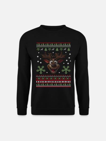 Happy reindeer with lights - Unisex Sweatshirt - black