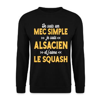Mec Simple Humour Alsacien Amateur De Squash - Sweat-shirt Unisexe - noir - Devant - Alina (178cm) & Michal (187cm)