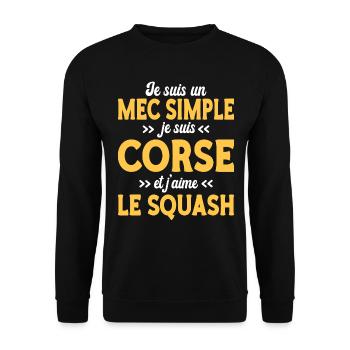 Mec Simple Humour Corse Amateur De Squash - Sweat-shirt Unisexe - noir - Devant - Alina (178cm) & Michal (187cm)