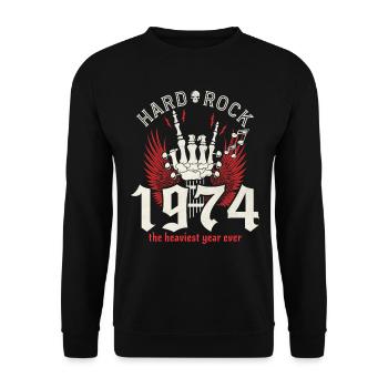 Rock Année 1974 Fête Musicien 50 Ans Anniversaire - Sweat-shirt Unisexe - noir - Devant - Alina (178cm) & Michal (187cm)