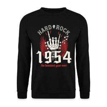 Rockjahr 1954 Partymusiker 70 Jahre Jubiläum - Unisex Pullover - Schwarz - Vorne - Alina (178cm) & Michal (187cm)