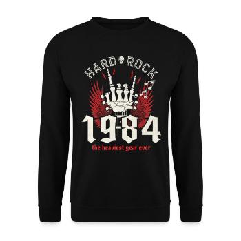 Rock Jahr 1984 Partymusiker 40 Jahre Geburtstag - Unisex Pullover - Schwarz - Vorne - Alina (178cm) & Michal (187cm)