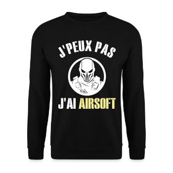 Je Peux Pas J'Ai Airsoft Humour Airsofteur - Sweat-shirt Unisexe - noir - Devant - Alina (178cm) & Michal (187cm)