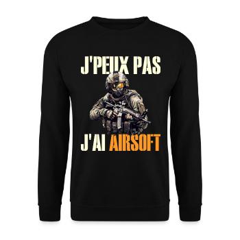 Je Peux Pas J'Ai Airsoft Humour Airsofteur - Sweat-shirt Unisexe - noir - Devant - Alina (178cm) & Michal (187cm)