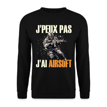 Je Peux Pas J'Ai Airsoft Humour Airsofteur - Sweat-shirt Unisexe - noir - Devant - Alina (178cm) & Michal (187cm)