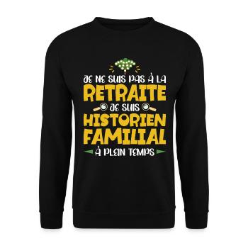 Retraité Humour Arbre Généalogique Retraite - Sweat-shirt Unisexe - noir - Devant - Alina (178cm) & Michal (187cm)