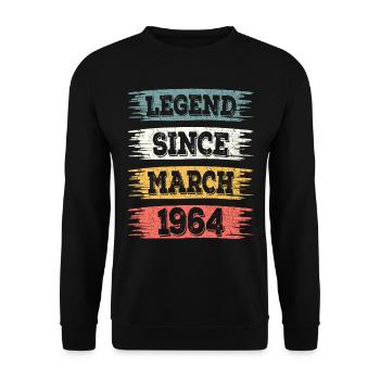 Légende 60 Ans 1964 Mars 60 Ans Anniversaire - Sweat-shirt Unisexe - noir - Devant - Alina (178cm) & Michal (187cm)
