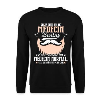 Barbe Humour Médecin Barbu - Sweat-shirt Unisexe - noir - Devant - Alina (178cm) & Michal (187cm)