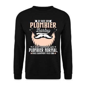 Barbe Humour Plombier Barbu - Sweat-shirt Unisexe - noir - Devant - Alina (178cm) & Michal (187cm)