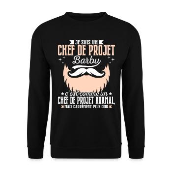 Barbe Humour Chef de Projet Barbu - Sweat-shirt Unisexe - noir - Devant - Alina (178cm) & Michal (187cm)