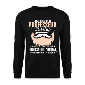 Barbe Humour Professeur Barbu - Sweat-shirt Unisexe - noir - Devant - Alina (178cm) & Michal (187cm)