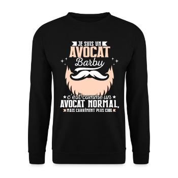 Barbe Humour Avocat Barbu - Sweat-shirt Unisexe - noir - Devant - Alina (178cm) & Michal (187cm)
