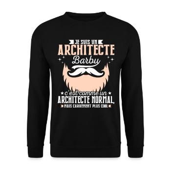 Barbe Humour Architecte Barbu - Sweat-shirt Unisexe - noir - Devant - Alina (178cm) & Michal (187cm)