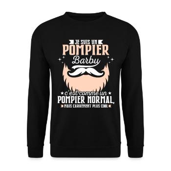 Barbe Humour Pompier Barbu - Sweat-shirt Unisexe - noir - Devant - Alina (178cm) & Michal (187cm)