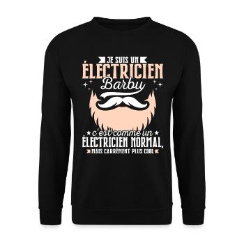 Barbe Humour Électricien Barbu - Sweat-shirt Unisexe - noir - Devant - Alina (178cm) & Michal (187cm)